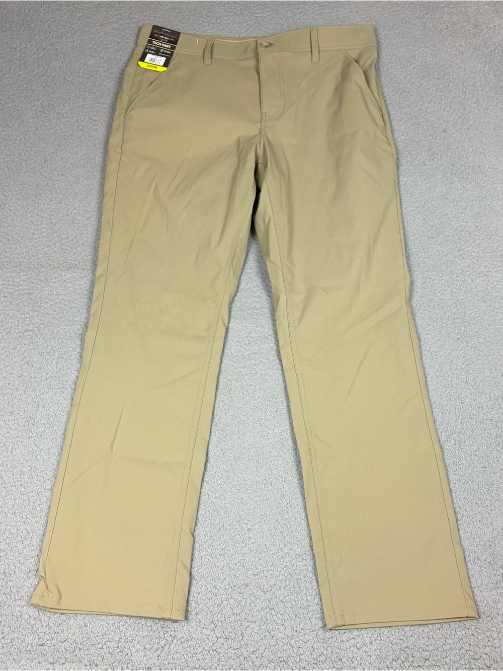 Weatherproof Men's 32x30 Tech Pants in Khaki Tan Chino Stretch Pockets
